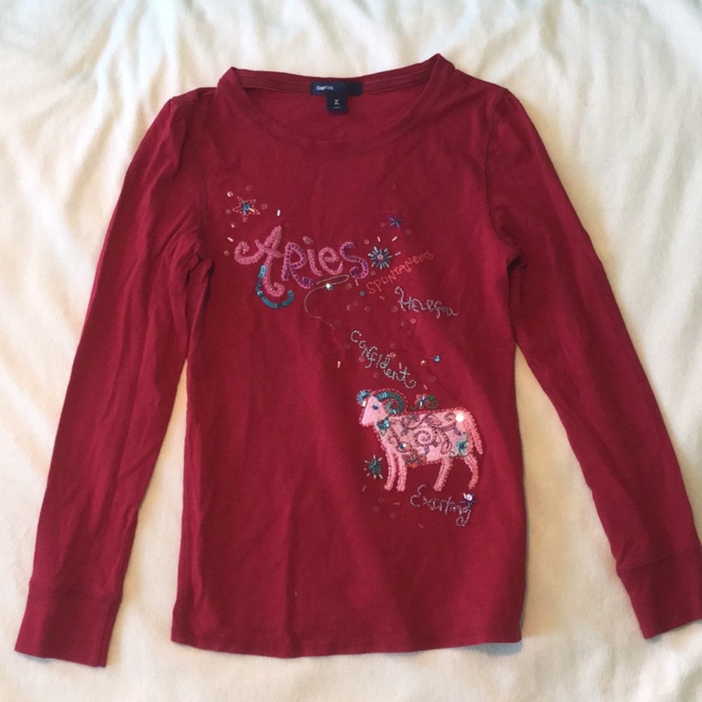 GAPKids Girls Red Zodiac Aires Long Sleeve Shirt